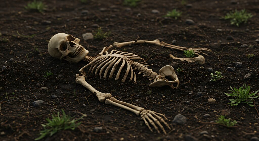Large Vecteezy A Skeleton Laying In The Dirt On A Field 66105978 Large 1024x559