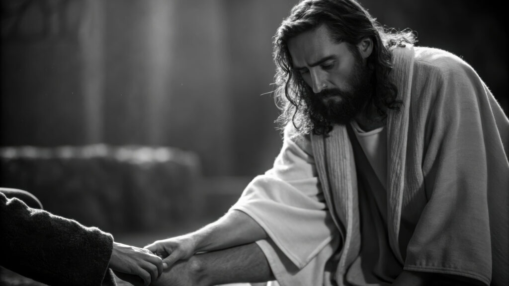 Large Vecteezy Jesus Washing Feet Of Disciple In Dramatic Black And White 62447133 Large 1024x576