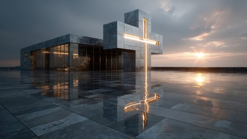 Large Vecteezy Modern Architectural Structure With Illuminated Cross At 66443330 Large 832x468