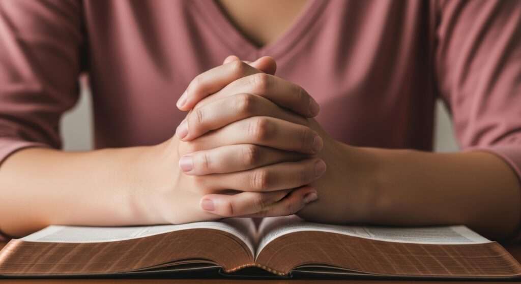 Large Vecteezy Woman With Hands Clasped Over An Open Book Sitting On A 71533834 Large 1024x559