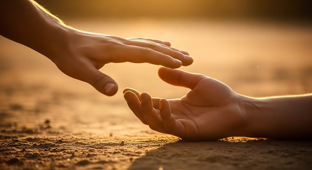Large Vecteezy A Helping Hand Reaching Out To Another Hand Lying On The Ground 73630858 Large 1