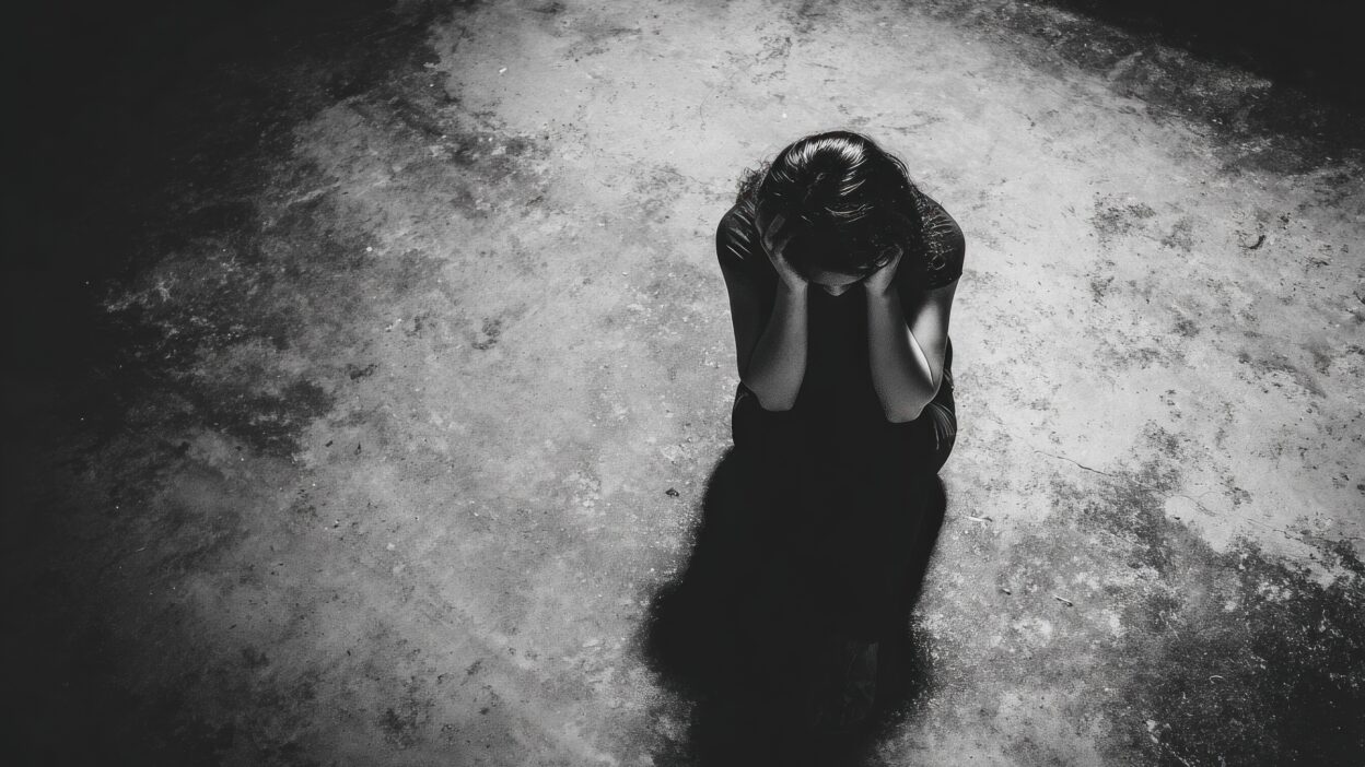 Large Vecteezy A Woman Is Standing In The Dark With Her Hands On Her Head 69962781 Large 1248x702