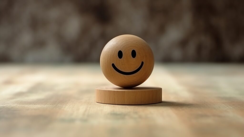 Large Vecteezy A Wooden Block Label With Happy Smile Relax Face Good 31348986 Large