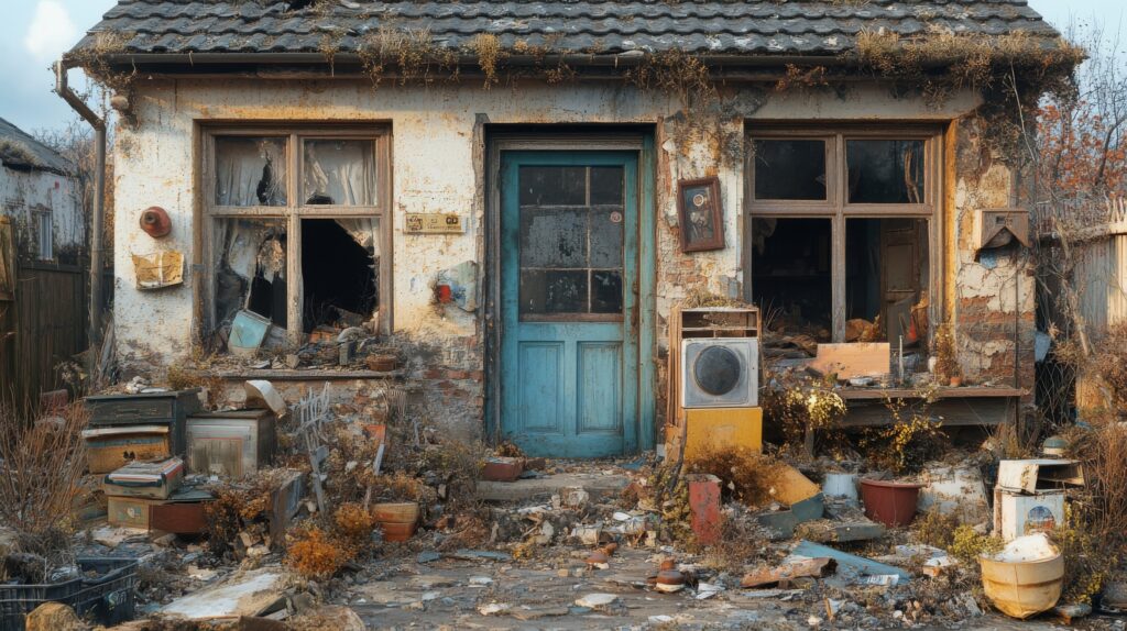 Large Vecteezy Abandoned Blue House With Overgrown Garden And Pumpkins 54419560 Large 1024x574