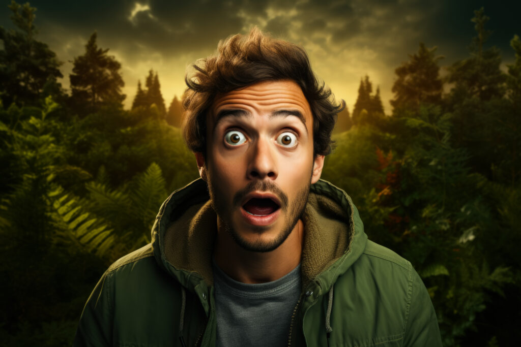 Large Vecteezy Anxious Young Adult In Forest Isolated On A Green Gradient 33487480 Large