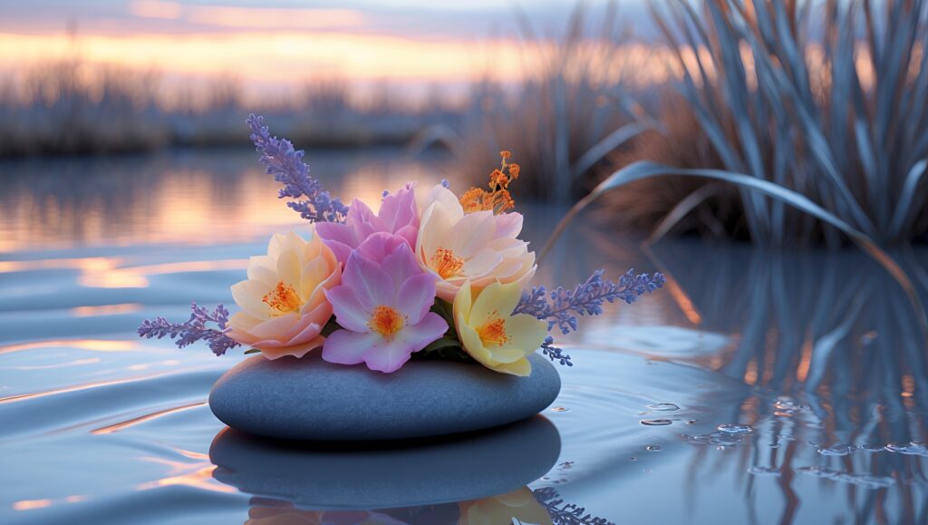 Large Vecteezy Flowers On Smooth Stone Floating On Water Calm Evening 68729087 Large 1024x579