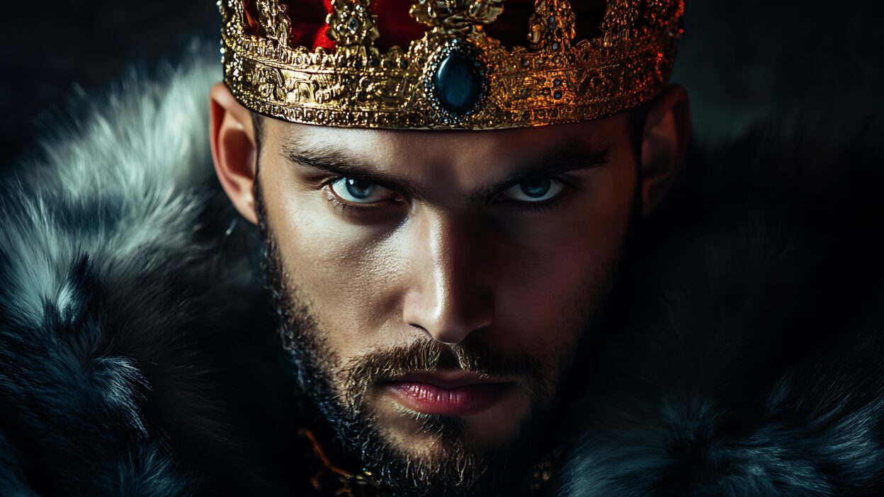 Large Vecteezy Intense Portrait Of A Regal Man Golden Crown Piercing Blue 57618707 Large 1248x702