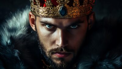 Large Vecteezy Intense Portrait Of A Regal Man Golden Crown Piercing Blue 57618707 Large 400x225