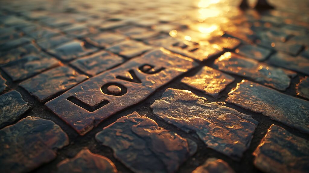 Large Vecteezy Love Engraved On Cobblestone Pathway In Golden Hour Light 50529933 Large 1024x574