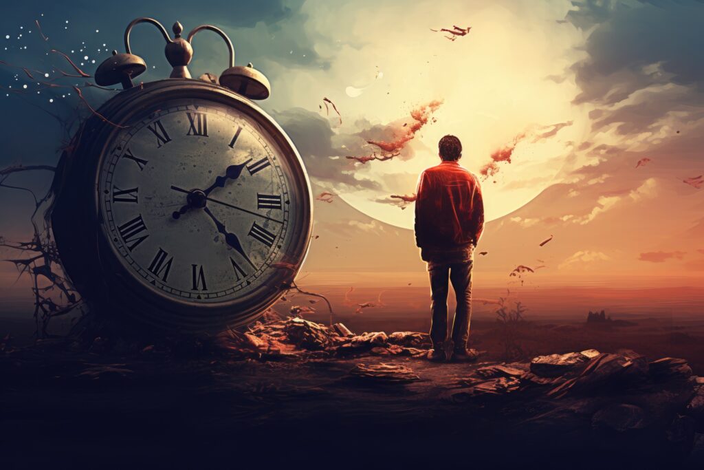 Large Vecteezy Man In Front Of Big Alarm Clock Time Is Running Out 32735579 Large
