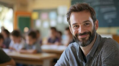 Large Vecteezy Portrait Of Smiling Male Teacher In A Class At Elementary 50808814 Large 400x225