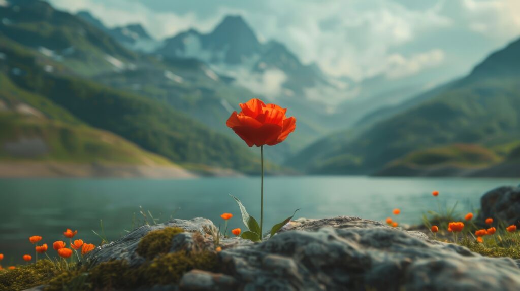 Large Vecteezy Single Poppy Flower Blooming On Rocky Shoreline With 46097249 Large 1024x574