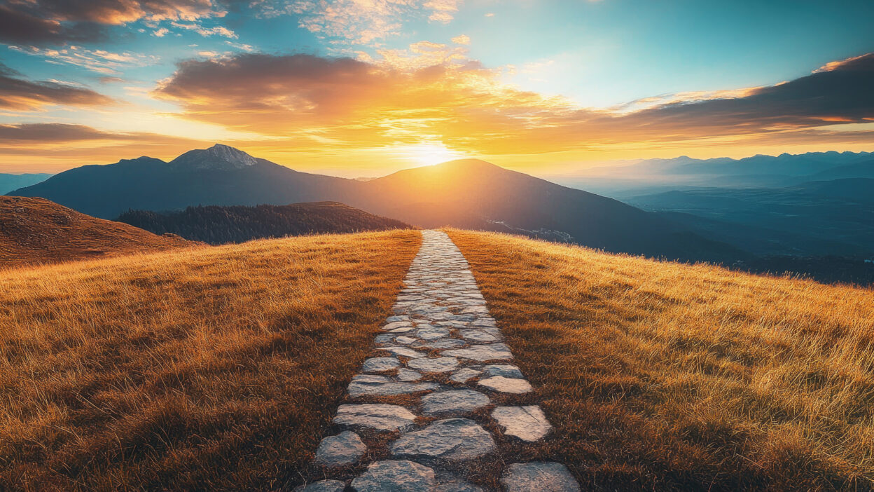 Large Vecteezy Sunlight Illuminates The Stone Path Leading Toward Distant 69119501 Large 1248x702