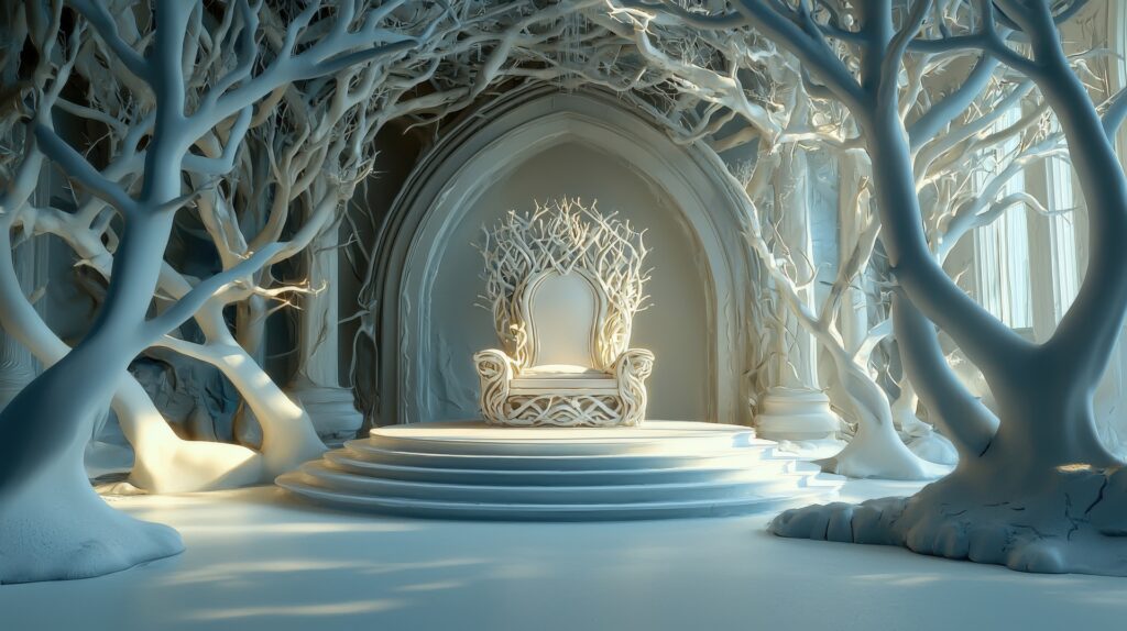 Medium Vecteezy A Throne Surrounded By Trees In A Forest 65972829 Medium