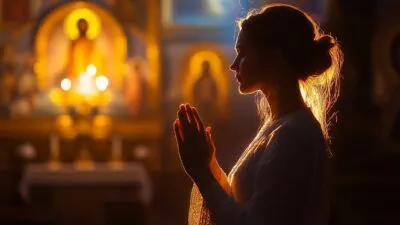 Large Vecteezy A Woman Prays Quietly In A Tranquil Church Illuminated By 50680442 Large
