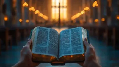 Large Vecteezy Reading The Holy Bible Inside A Church With Cross In The 57088815 Large