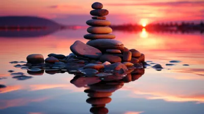 Large Vecteezy Sunset Reflections Dance Upon The Zen Stones Nestled In 26174494 Large
