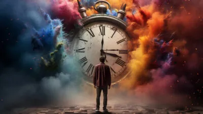 Large Vecteezy Time Is Running Out Concept With A Young Man Standing In 30492413 Large